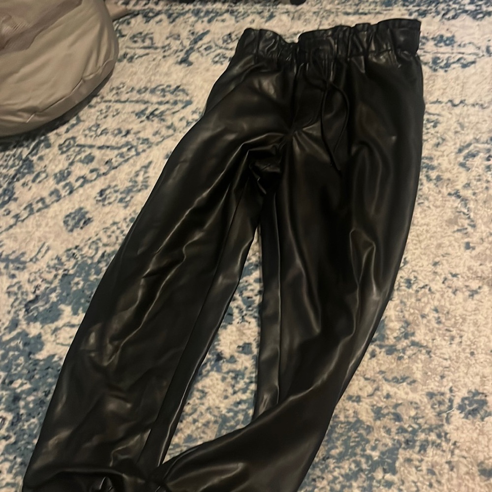 Black Leather Joggers